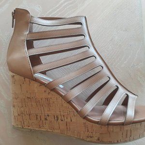 Steve Madden Nilou Wedge Sandal 9.5 Tan Leather